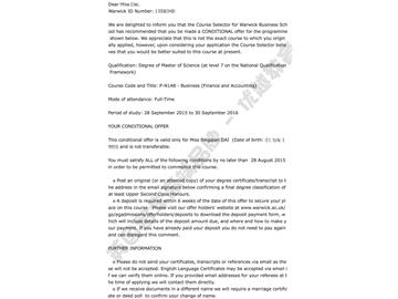 恭喜苗同學(xué)獲得華威大學(xué)會(huì)計(jì)金融碩士通知書(shū)