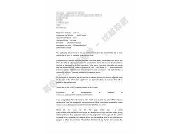 恭喜吳同學(xué)獲得倫敦大學(xué)學(xué)院法律專業(yè)碩士通知書