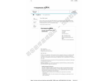 恭喜徐同學(xué)獲得約克大學(xué)國際商務(wù)與戰(zhàn)略管理專業(yè)碩士通知書