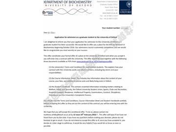 恭喜張同學(xué)獲得牛津大學(xué)生物化學(xué)專業(yè)碩士通知書