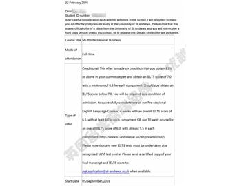 恭喜程同學(xué)獲得圣安德魯斯大學(xué)國(guó)際商務(wù)專業(yè)碩士通知書(shū)