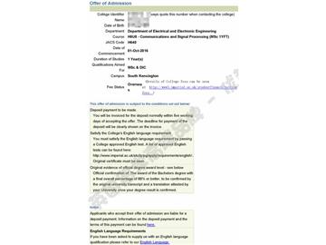 恭喜于同學(xué)獲得帝國(guó)理工學(xué)院通信與信號(hào)處理專業(yè)碩士通知書(shū)