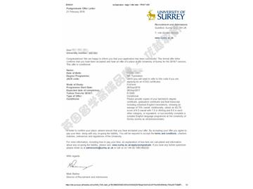 恭喜李同學(xué)獲得薩里大學(xué)翻譯專業(yè)碩士通知書(shū)