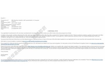  恭喜于同學(xué)獲得倫敦大學(xué)學(xué)院商業(yè)分析專業(yè)碩士通知書