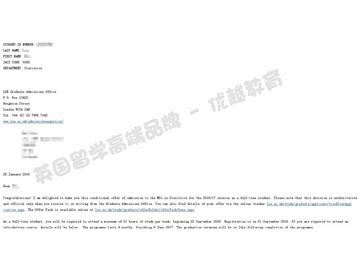 恭喜張同學(xué)獲得倫敦政治經(jīng)濟(jì)學(xué)院統(tǒng)計(jì)學(xué)專業(yè)碩士通知書