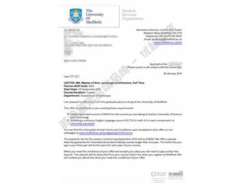 恭喜李同學(xué)獲得謝菲爾德大學(xué)景觀建筑專業(yè)碩士通知書