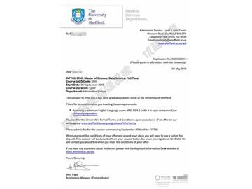 恭喜宋同學(xué)獲得謝菲爾德大學(xué)數(shù)據(jù)科學(xué)專業(yè)碩士通知書(shū)