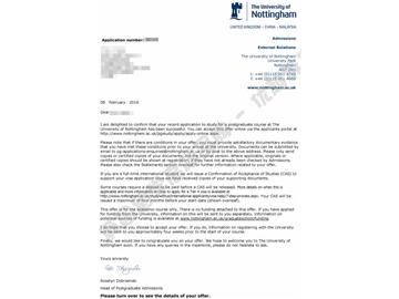 恭喜林同學(xué)獲得諾丁漢大學(xué)會(huì)計(jì)與金融專業(yè)碩士通知書(shū)