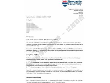  恭喜孫同學(xué)獲得紐卡斯?fàn)柎髮W(xué)流行病學(xué)專業(yè)碩士通知書(shū)