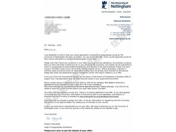  恭喜許同學獲得諾丁漢大學人因工程學專業(yè)碩士通知書