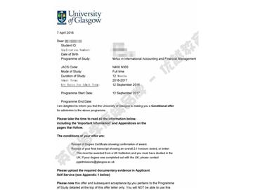 恭喜季同學獲得格拉斯哥大學國際會計與金融管理專業(yè)碩士通知書