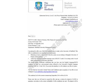  恭喜陸同學(xué)獲得謝菲爾德大學(xué)金融與會(huì)計(jì)專(zhuān)業(yè)碩士通知書(shū)