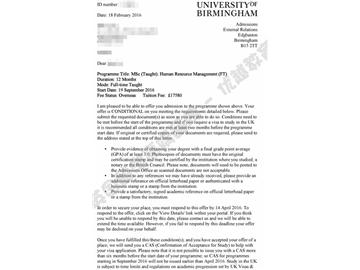 恭喜張同學(xué)獲得伯明翰大學(xué)人力資源管理專(zhuān)業(yè)碩士通知