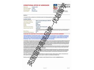 2018offer：恭喜吳同學(xué)獲得阿德萊德大學(xué)國際管理專業(yè)碩士通知書