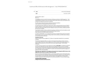 2019offer：恭喜徐同學獲得愛丁堡大學管理學專業(yè)碩士通知書