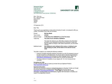 2019offer：恭喜朱同學(xué)獲得利茲大學(xué)新媒體專(zhuān)業(yè)碩士通知書(shū)