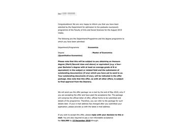 2019offer：恭喜吳同學(xué)獲得新加坡國立大學(xué)（世界排名：11）經(jīng)濟學(xué)專業(yè)碩士通知書