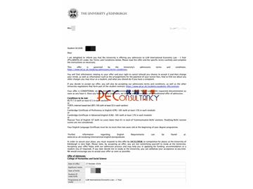 2019offer：恭喜徐同學(xué)獲得愛(ài)丁堡大學(xué)（世界排名：18）國(guó)際經(jīng)濟(jì)法專業(yè)碩士通知書(shū)