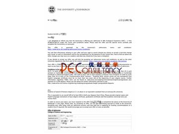 2019offer：恭喜李同學(xué)獲得愛(ài)丁堡大學(xué)（世界排名：18）生態(tài)經(jīng)濟(jì)學(xué)專業(yè)碩士通知書(shū)