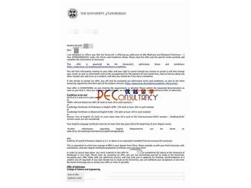 2019offer：恭喜李同學(xué)獲得愛丁堡大學(xué)（世界排名：18）醫(yī)學(xué)與生物化學(xué)專業(yè)碩士通知書